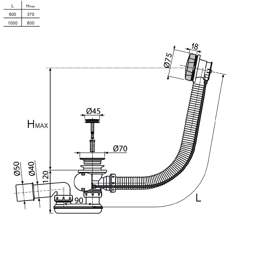 Слив-перелив полуавтомат AM.PM Gem W90A-000-OflB