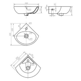 ifo RS020350000 frisk rakovina uglovaya 35 cm