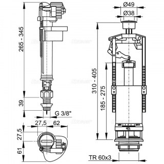 alcaplast sa2000s 3 8 armatura dlya slivnogo bachka