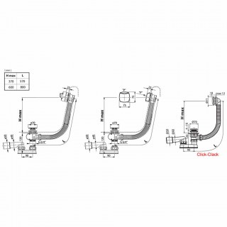 ravak x01377 click clack sliv pereliv dlya vanny